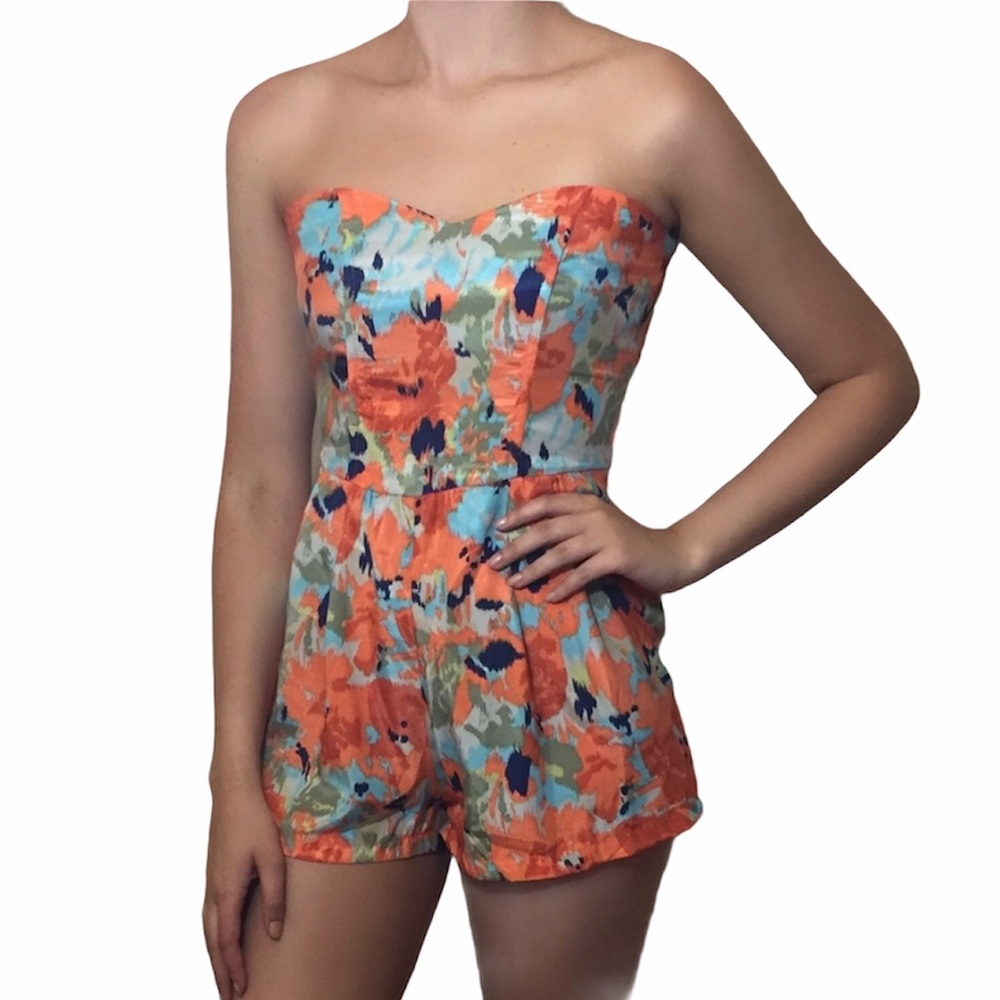 Strapless Floral Romper